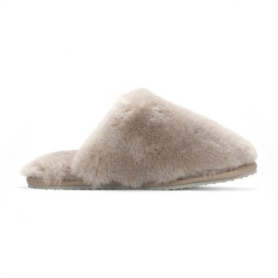 Infinity Leather Damen Hausschuhe Taupe Lammfell Warm Winter Slip-On Rutschfest