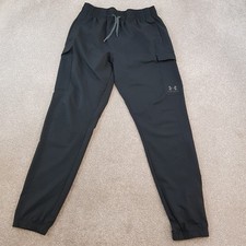 Under Armour Mens Tracksuit Bottoms Large Black Cargo Stretch Woven Pants Gym