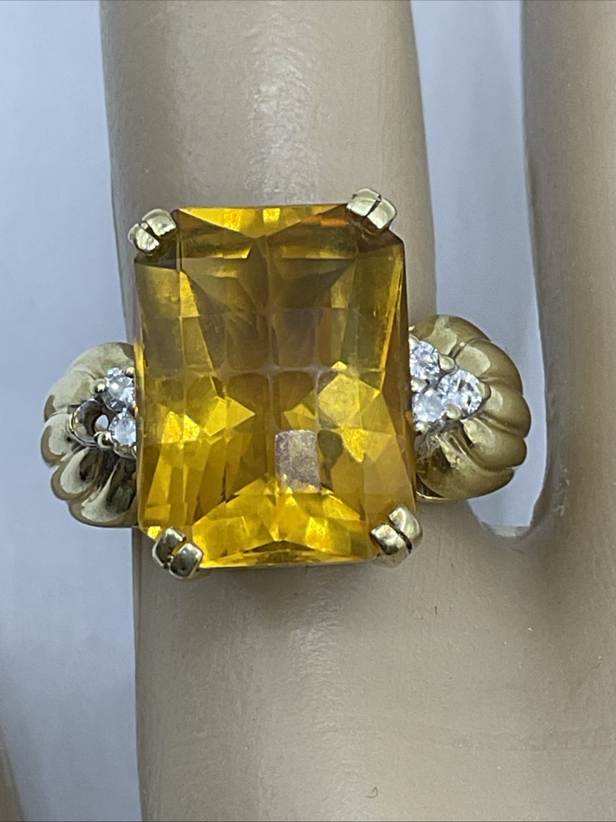 COCKTAIL Ring Solid 12K Yellow Gold Checkerboard … - image 8