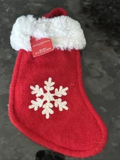 Wondershop Mini Red Christmas Stocking White Furry Cuff & Snowflake NWT