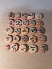 25 Vintage pinbacks or badges, metal, various sizes