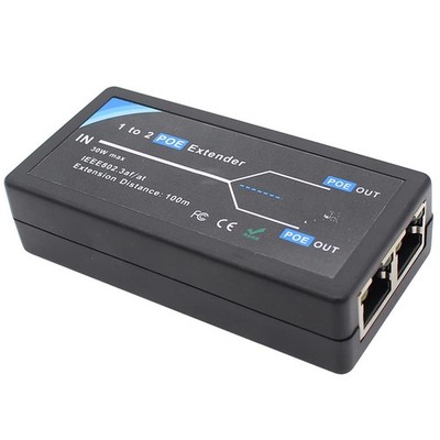 POE Extender 2 Port PoE-Powered PoE-sourcing ethernet Switch Repeater 100m 1