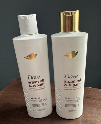 Dove Argan Oil & Repair, Damage Therapy Shampoo & Conditioner, 12 fl oz each