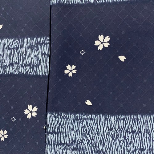 Kimono Komon M Silk Blue Cherry Blossom 153cm Length Used - Imagen 4 de 6
