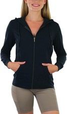 Women s Cotton Lightweight Long Sleeve Hoodie Pullover or Full Zip Jacket w/K...