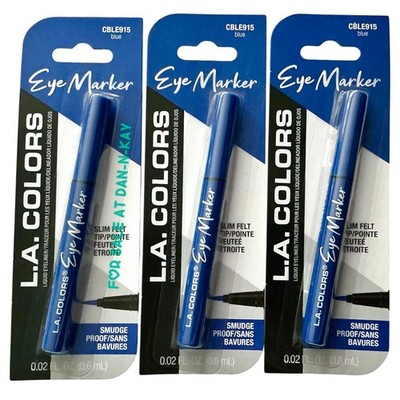 L.A. Colors   Eye Marker  CBLE915-Blue  Smudge Proof Liquid Eyeliner Lot of 3