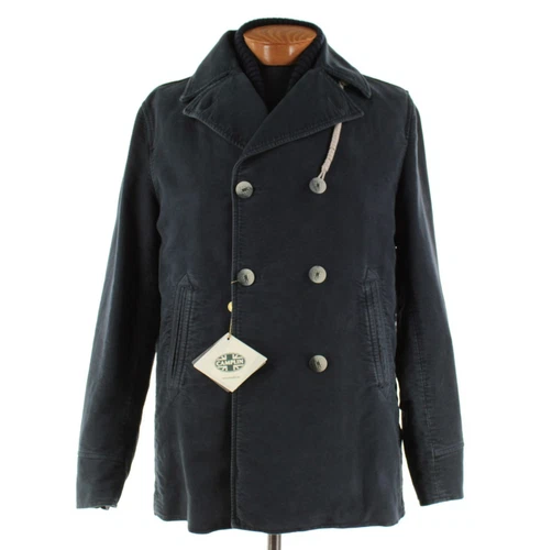 Camplin NWT 100% Cotton Pea Coat w/ Removable Lining Size 52 (L US) In Blue - product listing photo