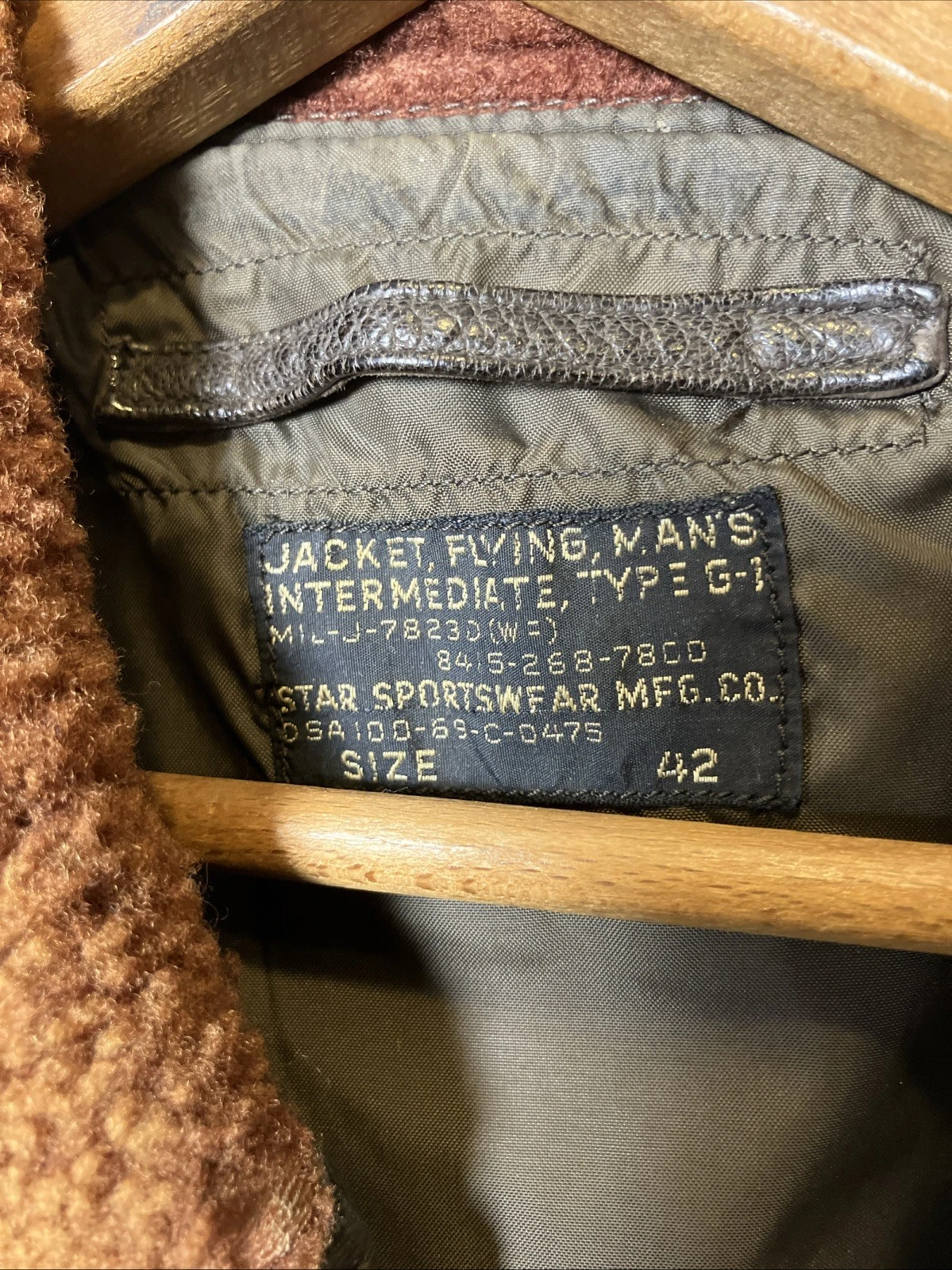 Vintage 60s US Navy G-1 Leather Flying Bomber Jacket Size 42 Military 7823D image 2