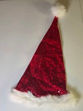 Red Sequin Santa Hat Faux Fur Trim Christmas Costume Accessory