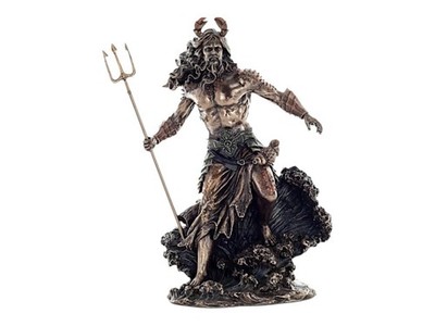 Poseidon Griechischer Gott des Meeres Kaltguss Bronze & Harz Statue Skulptur 11,81 Zoll