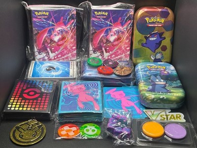 20 Pc Lot Pokemon TCG Fusion Strike Empty ETB w/ Dice Tin Sleeves Coins + More!