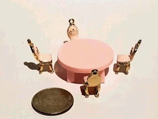 1/48 Quarter Inch Scale Dollhouse Miniature Round Table & 4 Chairs Pink