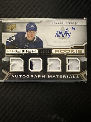 2022-23 Upper Deck Premier Rookie Auto Material Nick Abruzzese /15 #PRA-NA