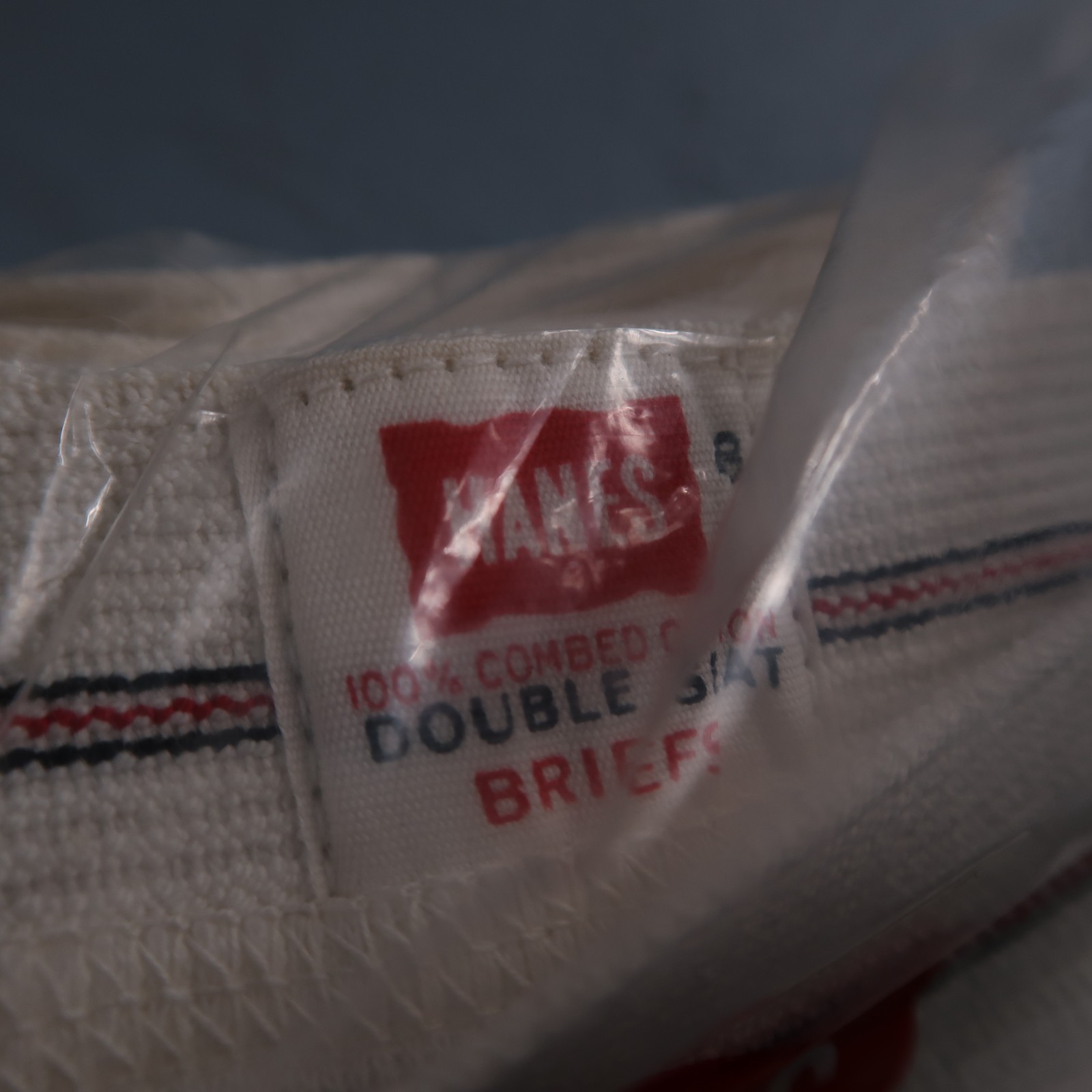 Hanes Briefs NWT Mens 28 White Cotton Black Stripes 3 Pair Vintage USA Lot 1960s image 4