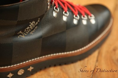 Louis Vuitton Damier Black Leather Hiking Lace Up Boots Mens UK 10 US 11 EU 44