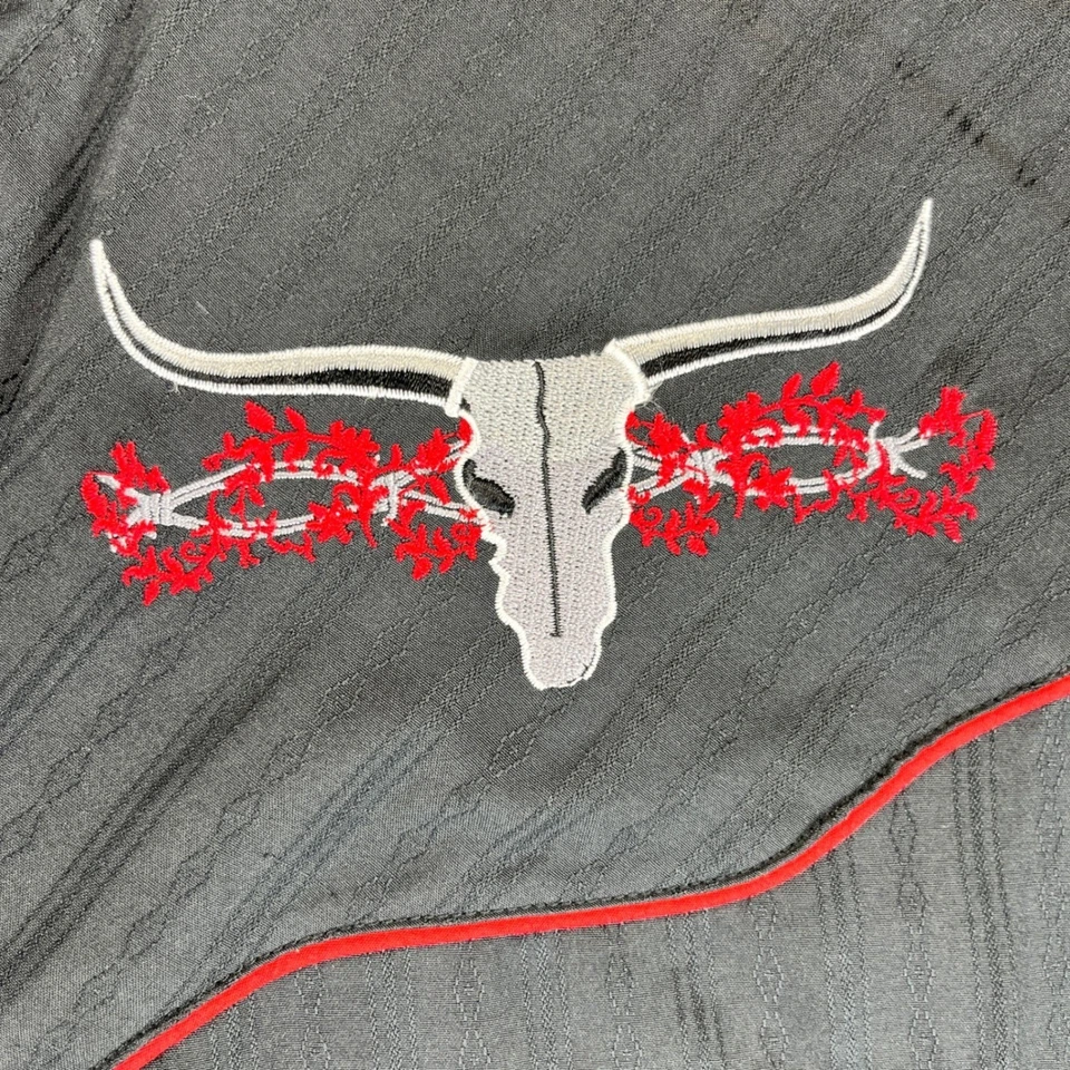Ely 1878 Black Western Dress Shirt Bull Skull Embroidery Rodeo Rockabilly XL - Image 4 of 4
