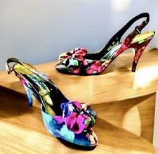 Stuart Weitzman for Mr Seymour Vtg Slingback Pump Multi-Color Bow Womens 8.5 AA