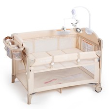 Rinnebbit Baby Bassinets Bedside Sleeper, 4 in 1 Portable Bedside Crib w/Matt...