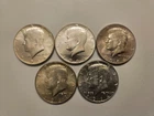 LOT OF 5 1964 BRILLIANT UNCIRCULATED KENNEDY SILVER HALF DOLLAR COINS