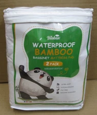 BILOBAN Waterproof BAMBOO Bassinet Mattress Pad ~ 2 Pack ~ NEW!