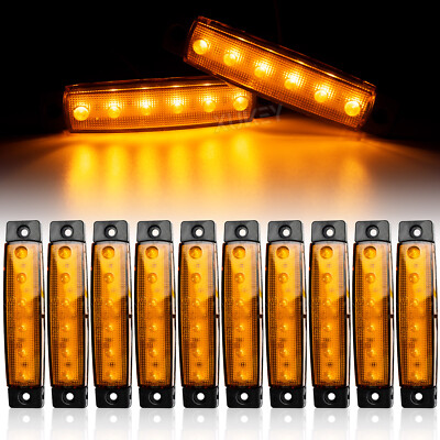 10X 6-LED 12V 24V LKW Seitenmarkierungsleuchte Begrenzungsleuchten Gelb Anhänger