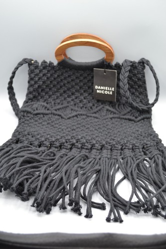 Borsa a mano Danielle Nicole in macramè nero - Foto 7 di 8