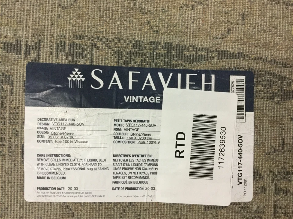 STONE 5'-3" X 7'-6" Oval Stained Rug, Reduced Price 1172639530 VTG117-440-5OV - Image 4 of 4