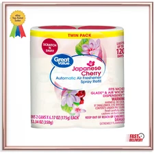 Great Value Automatic Air Freshener Spray Refill, Cherry Blossom, 2 Pieces