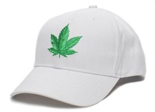 Cappello Berretto The Chronic Bud Marijuana Leaf Pot Blunt 420 Erba Adulto Bianco