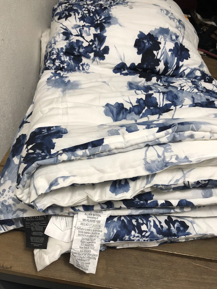 Edredón Ralph Lauren Flora Queen Chinoiserie Azul Floral 94x96 Algodón Usado en Excelente Condición Foto 3 de 4