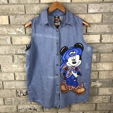 Vintage 80s Medium Denim Blue Jean Vest Button Up Snapback USA Made Jerry Leigh