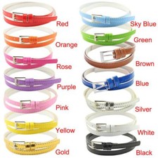 LADIES GIRLS WOMEN'S THIN SKINNY SIMPLE  FAUX LEATHER ADJUSTABLE WAIST BELT