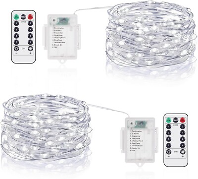 2 Stck. 16,4 Fuß 50 LEDs Fee Schnur Lichter Akku Fernbedienung Outdoor Hochzeit Party