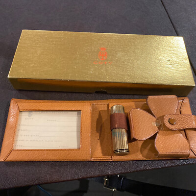 True Vintage COTY Leather Compact and Lipstick Original box NEW Wallet Pigskin