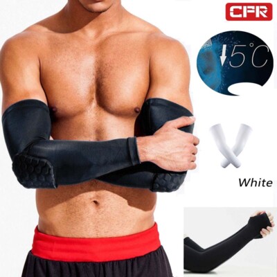 HONEYCOMB PAD ELBOW SUPPORT ARM BRACE FOREARM SLEEVE COMPRESSION BASKETBALL  US