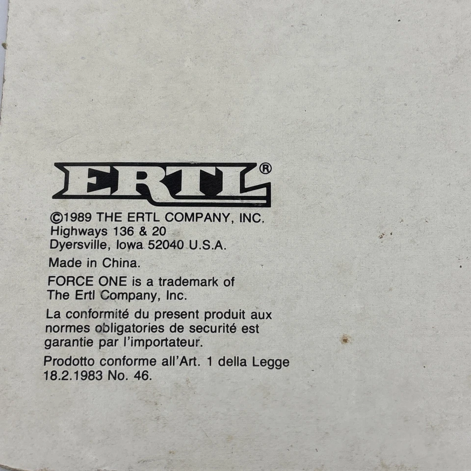 Ametralladora ERTL Force One Die-Cast M60 juguete de metal de colección 1989 sin usar sellada Foto 3 de 4