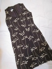 CHANEL P10407V06399 Sleeveless Dress Dragonfly Pattern Women Size 38 Brown