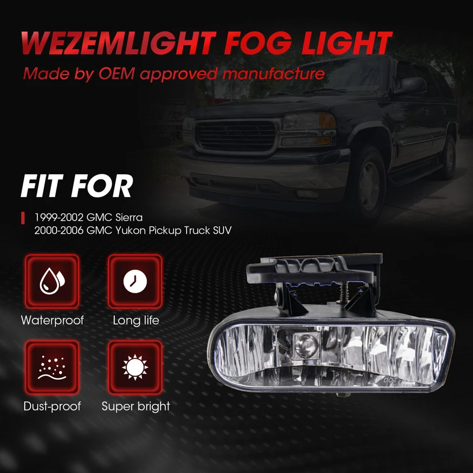 Conjunto de luz antiniebla de repuesto para GMC Sierra 2000-2006 GMC Yukon Pick 1999-2002 Foto 4 de 4