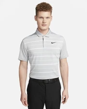 Nike Men's Dri-Fit Tiger Woods Striped Polo 2023 Light Gray