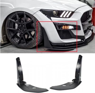 Painted Black Front Bumper Lip & Corner Splitter – Ford Mustang GT500 2015-2021, AMMP Style