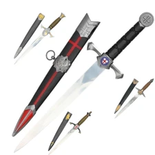 New Stainless Steel Masonic Mason knights Dagger Collection With Sheath