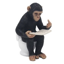 CHEEKY MONKEY READING ON THE TOILET ORNAMENT HOME DECOR