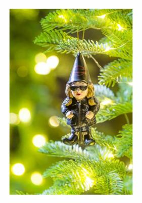 Harley-Davidson Gnomo Lady Biker Da Appendere – Ornamento In Polystone Nero 10x4cm, Decorazione Albero Di Natale O Regalo Per Motociclisti
