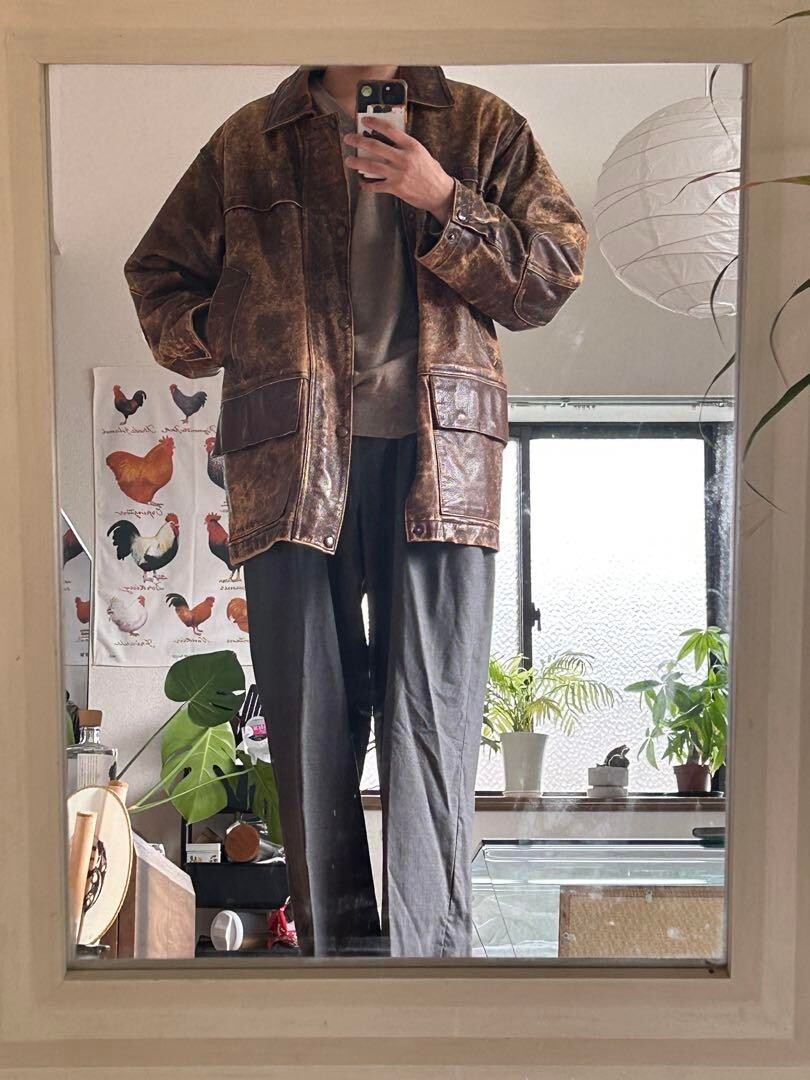 Nigel Cabourn Cowhide Leather Work Jacket Blouson Men Size 3 Nigel Cabourn Cowhide Leather Work Jacket Blouson Men Size 3