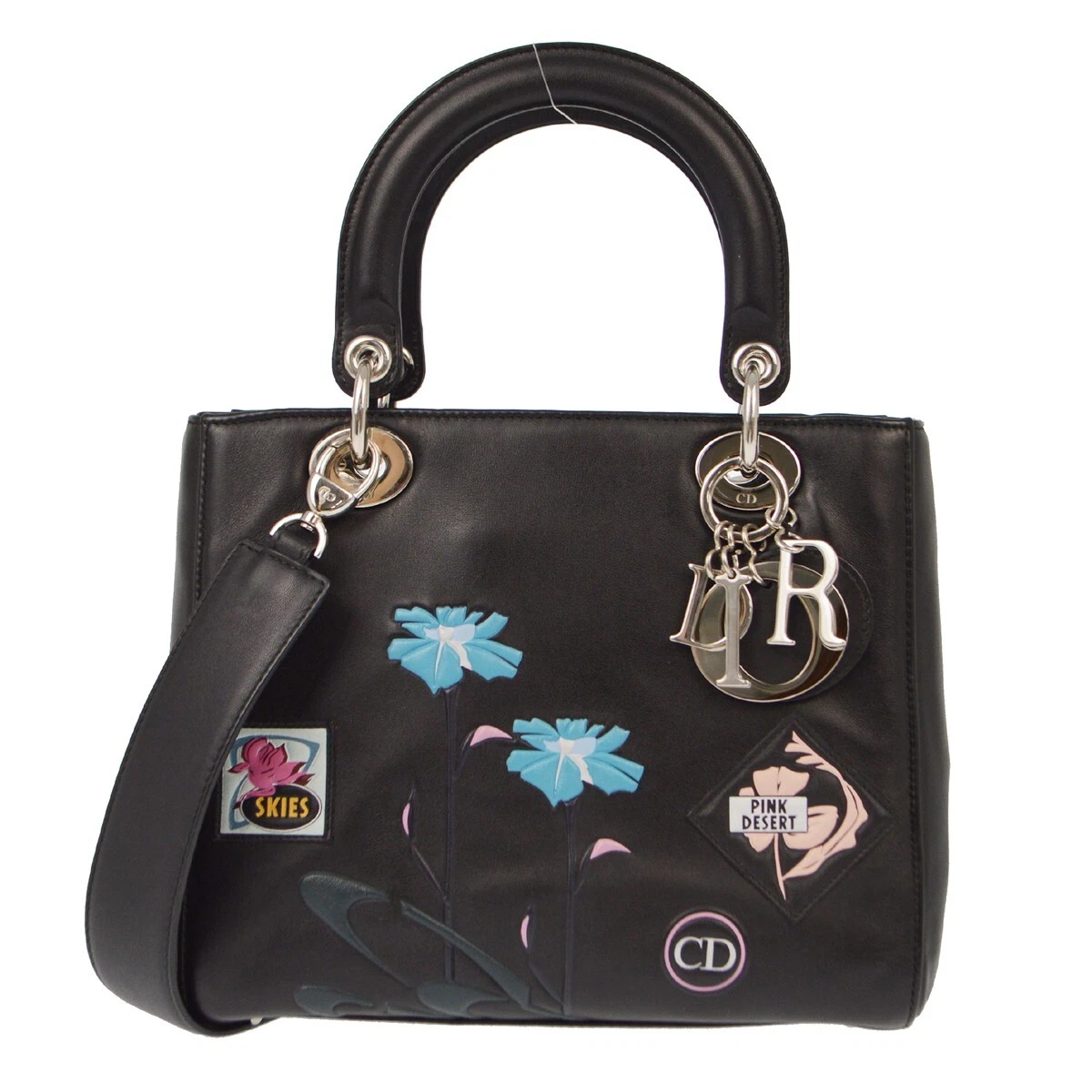 Sac à main Christian Dior noir en veau Lady Dior Cannage 2 voies 18 MA 1105 XX91089