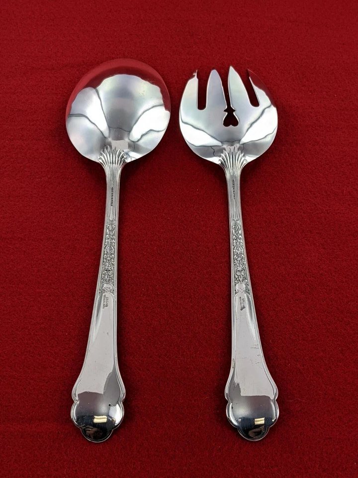 Ложка и вилка для сервировки салата из старого стерлингового серебра Gorham 1880 Medici - Изображение 2 из 4