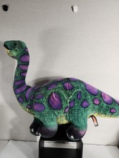 Melissa  Doug Apatosaurus Dinosaur Plush Poseable Stuffed Green Purple 19"x35"