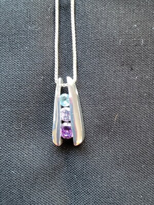 925 Sterling Silber Halskette mit farbigen Steinen