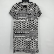 LOFT Dress Women’s Sz Medium Black/White Geometric Short Sleeved Shift