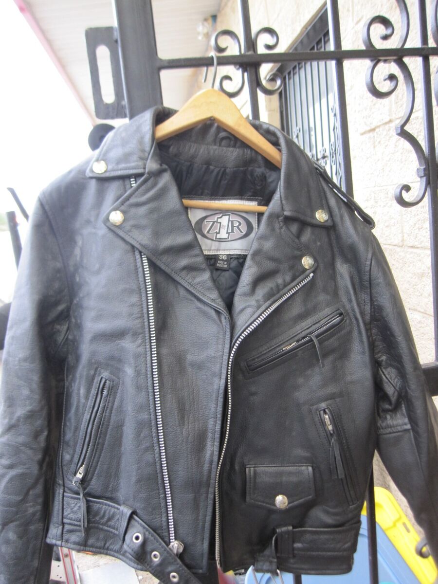 Z1R BLACK LEATHER MOTORCYCLE JACKET WITH QUILTED LINER MEN'S Z1R BLACK LEATHER MOTORCYCLE JACKET WITH QUILTED LINER MEN'S
